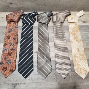 Bundle of 5 Neckties Mens Formal Wears Fall Colors